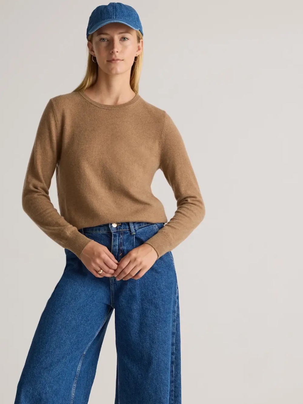Quince Camel Mongolian Cashmere Crewneck Sweater Size L